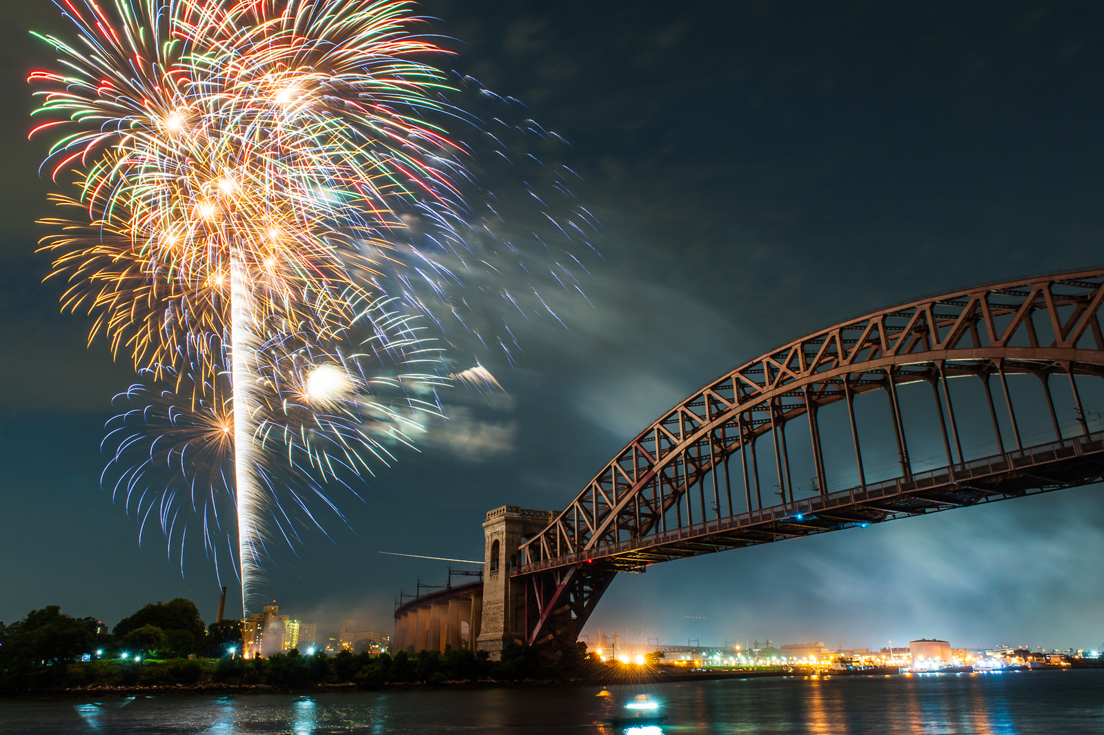 fireworks by the hellgate bridge